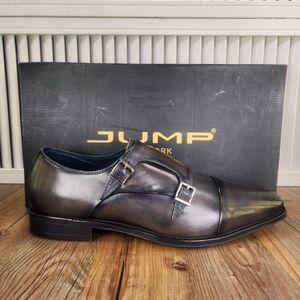 Jump New York Manuel Double Monk Strap Dress Shoes Mens 9 M Grey Leather Preppy